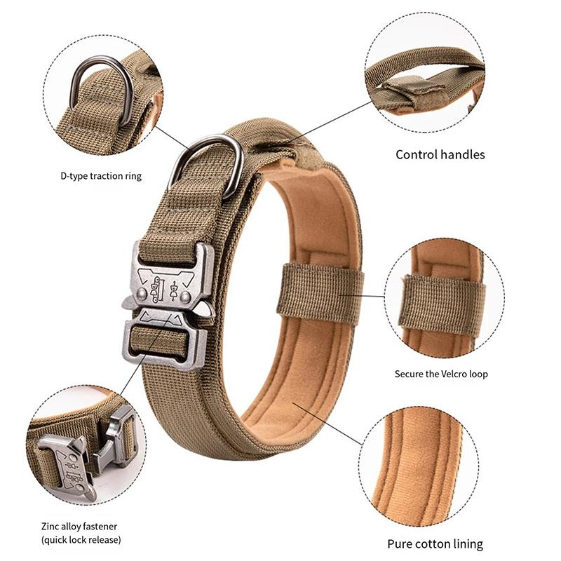 Прочный военный тактический ошейник для собак, регулируемый нейлоновый тренировочный ошейник для собак ротвейлера для средних и больших собак, немецкая овчарка