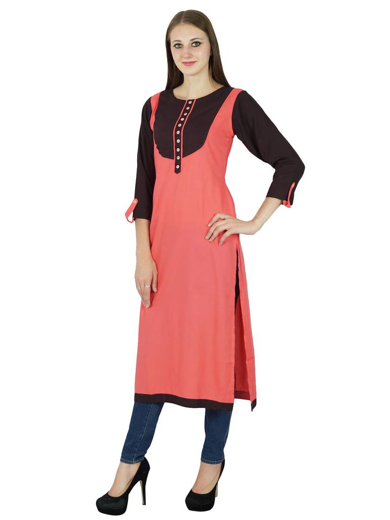 Индийский Дизайнер Женщины Болливуд Курта Повседневная Этническая Курти Хлопок Топ Туника