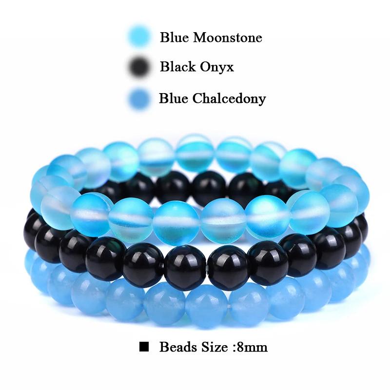 8 мм набор браслетов из натурального камня 3 шт./компл. родонит розовый кварц лунный камень аметисты гематит браслеты для женщин мужчин ювелирные изделия