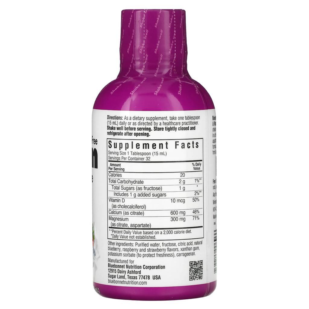 Liquid Calcium Magnesium Citrate Plus Vitamin D3, Natural Mixed Berry Flavor, 472 Ml (16 Fl Oz)