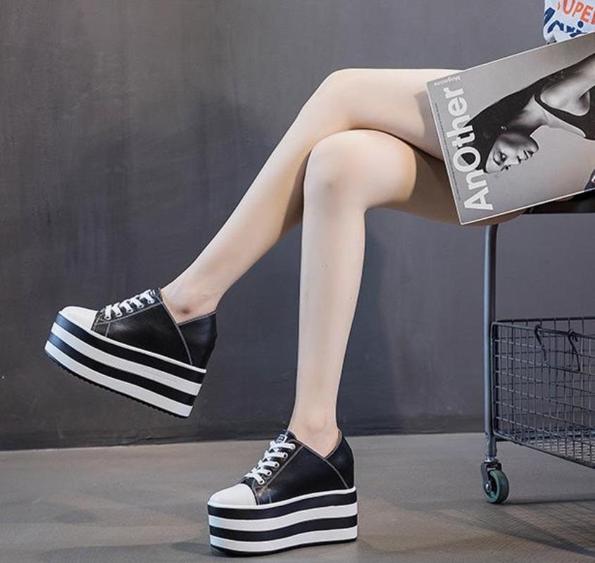 Fashion High Quality 12cm Platform Wedge Sneakers Shoes Slippers for Women Shoes Spring Autumn Breathable Summer Shoes Mules Breathable