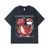 275 GSM Washed T-shirts 100% Cotton Pokemon V23 Charmander Print Unisex Heavy Cotton T Shirt