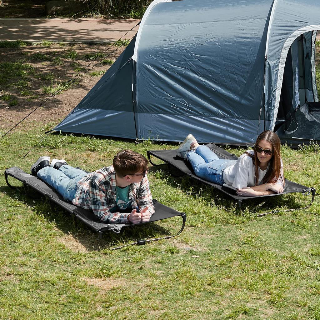 TIMBER RIDGE Camping Bed Folding Patented No Assembly Required Setup In Seconds Load Capacity 102kg Made of Aluminum Steel Camping Cot No Squeak