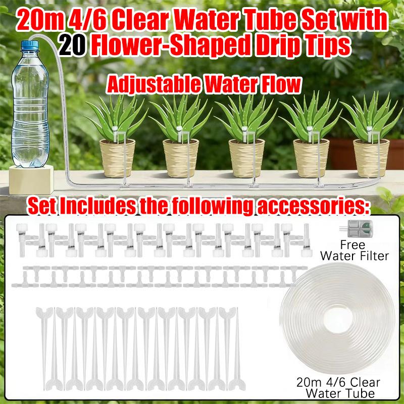 2-20M Garden Drip Irrigation Kit  Adjustable Valve Drip Watering Device 4/7mm Hose  Potted Plant Micro Dripper Greenhouse