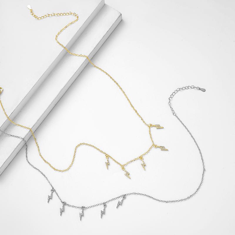 ANENJERY Кулон с кубическим цирконием и геометрической волной, ожерелье с кисточкой, женское колье из 18-каратного золота, посеребренного медного колье, цепочка на ключицу