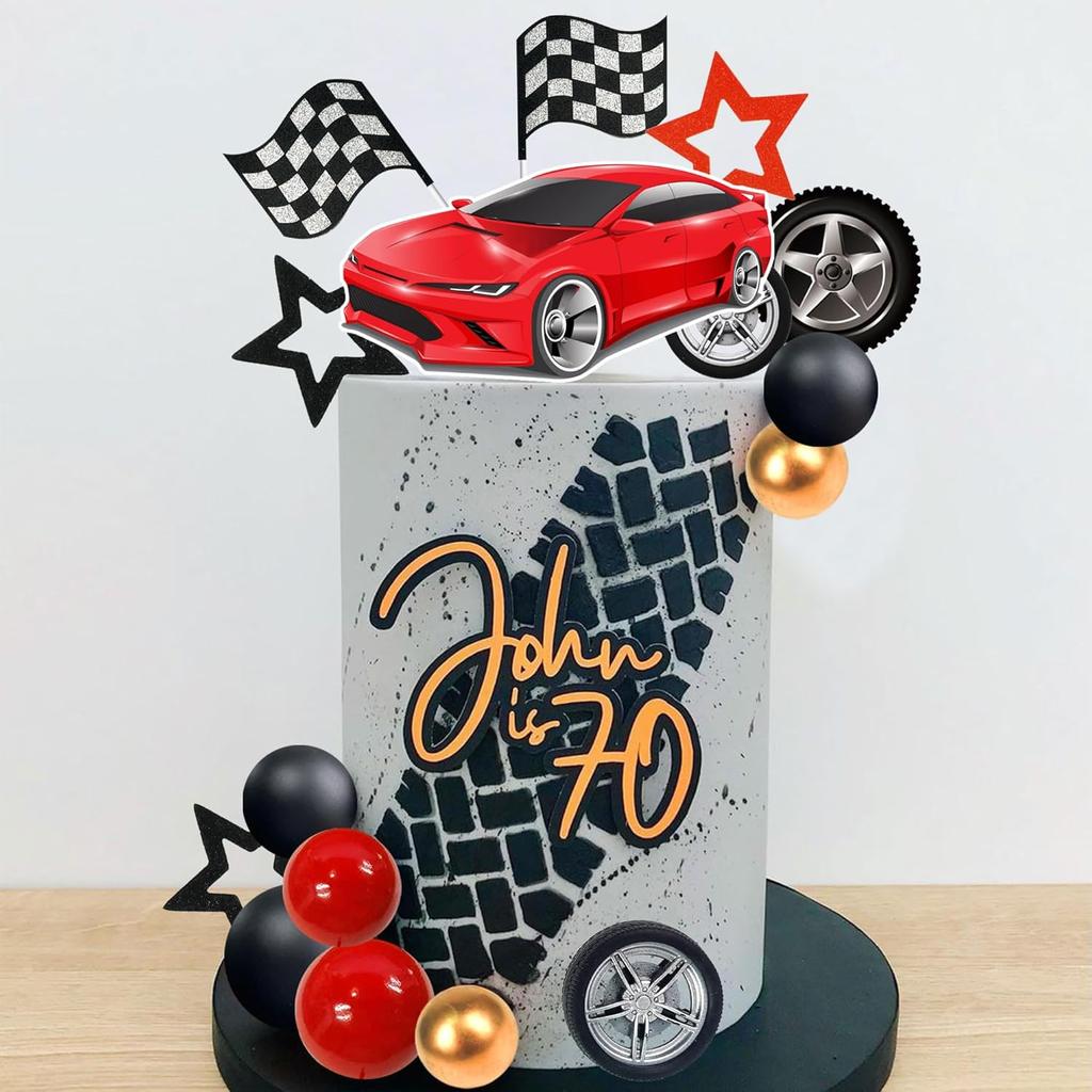 27 PCS Racing Wheel Cake Topper Tyre Cake Decorations for Man Boy Kid Birthday Party Racing Theme Party Race Car Party Supplies