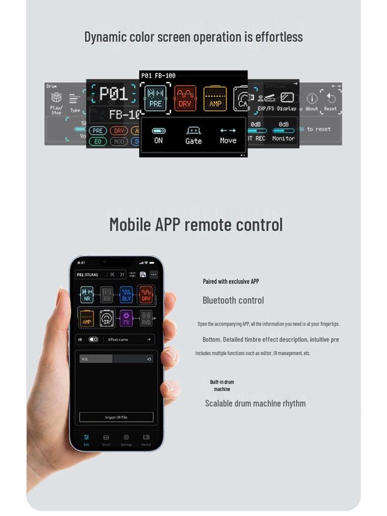 Ving FB100 Bluetooth Перезаряжаемый Электрогитарный Усилитель с Мультиэффектами, Портативный для Выступлений на Открытом Воздухе.