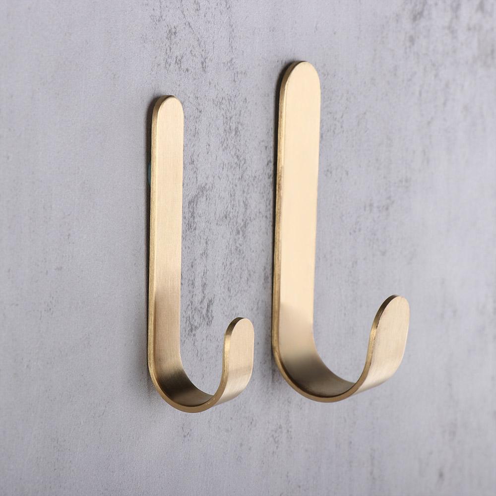 Gold Wall Hook Brass Coat Hook Sticky Furniture Hardware  for Kitchen Bathroom