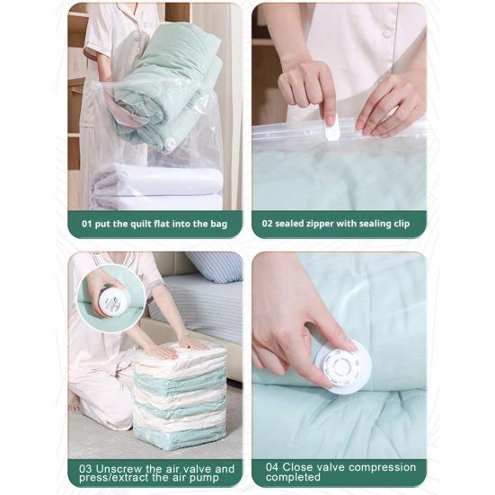 Вакуумный компрессионный мешок Утолщенный материал Большая вместимость Не требуется насос Сжатие с воздушным клапаном Пыленепроницаемый влагозащищенный упаковочный мешок