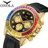 New Top Brand Fashion Business Gold Watch Waterproof Silicone with Color Hongdi Watch Men's New Wristwatch