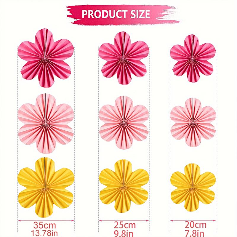 9 шт. Подвесные бумажные веера Обои Свадебное украшение Цветочная стена Вечеринка Доступно несколько вариантов