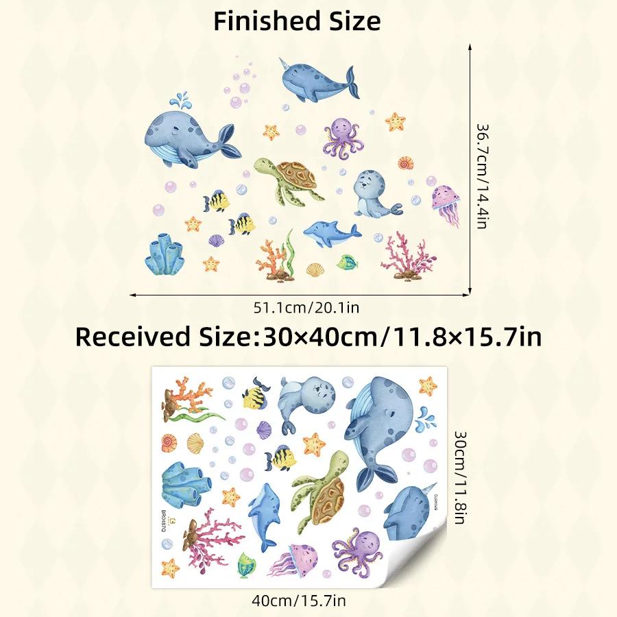 Синее море Рыба Пузырь Подводный мир Подводное животное Наклейка на стену Для детской комнаты Ванная комната Домашнее украшение фрески