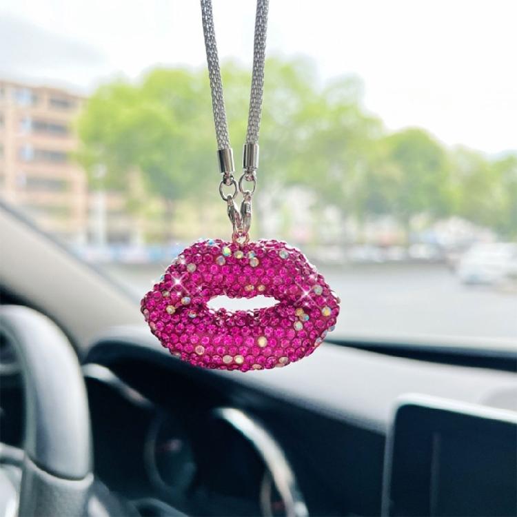 Exciting Lip Crystal Car Rear View Mirror Ornament Stylish Hanging Pendant fashion auto Ornament Colorful for Women