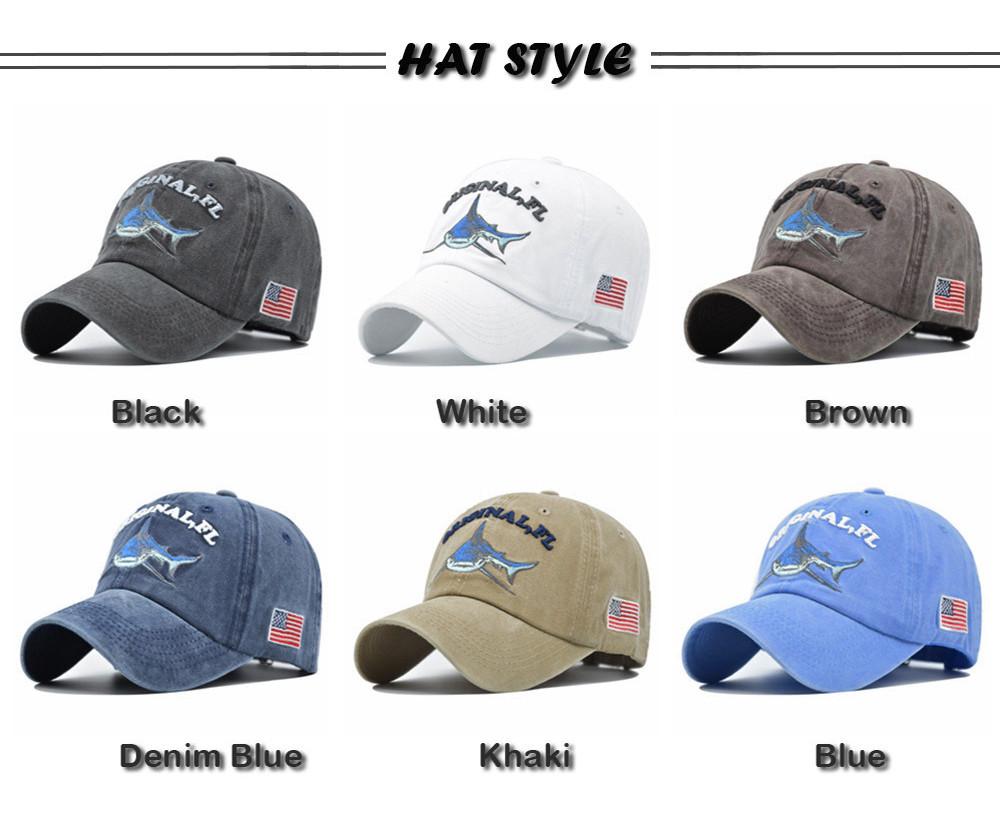 Shark Embroidered 3d Letter Baseball Cap Unisex Adjustable Cotton Casual Hat