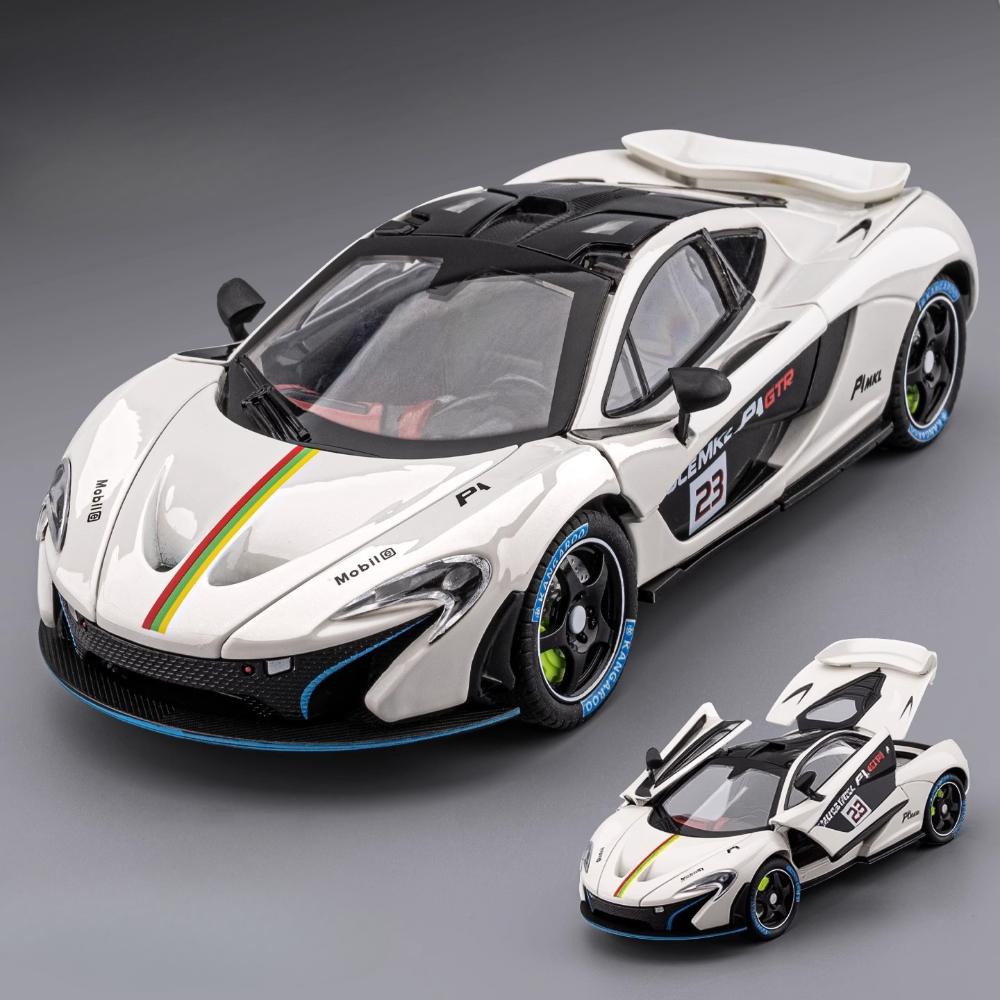 1:24 P1 Senna Модель Машинки Игрушка Сплав Литье Под Давлением Двери Открываются Суперкар Рулевое Управление Колесами Модели с Амортизацией для Детских Игрушек