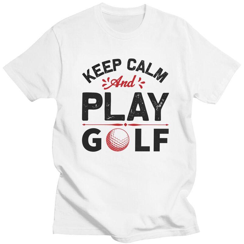 Мужские футболки на заказ Keep Calm And Play Golf 100% Хлопок Футболки Футболка С Коротким Рукавом Модная Футболка Одежда - Мужская Летняя Хлоп...