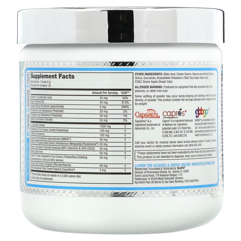 SteelFit Steel Sweat, Green Apple, 5.29 Oz (150 G)