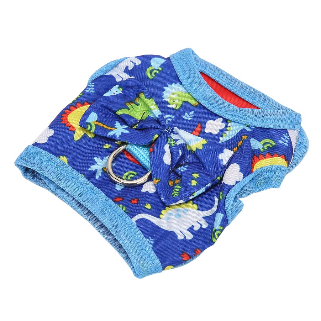 Cat Vest Harnesses and Leash Cartoon Dinosaur Pattern Breathable Cat Walking Vest with Strips for Small Animals S