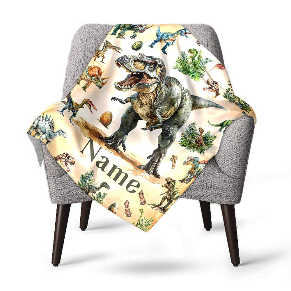Dinosaur World Home Customize Your Name Blankets Comfortable Soft Lightweight Allseason Multipurpose Blanket For Picnic Sofa Office Bed Living Room