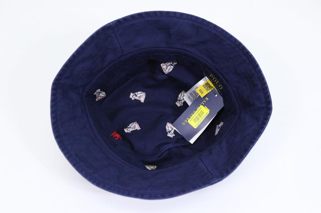 (Polo Ralph Lauren) Men's and Women's Wingfoot Multi-Embroidered Cotton Bucket Hat P Wing 01080280 LXL Size NAVY MULTI [Used]