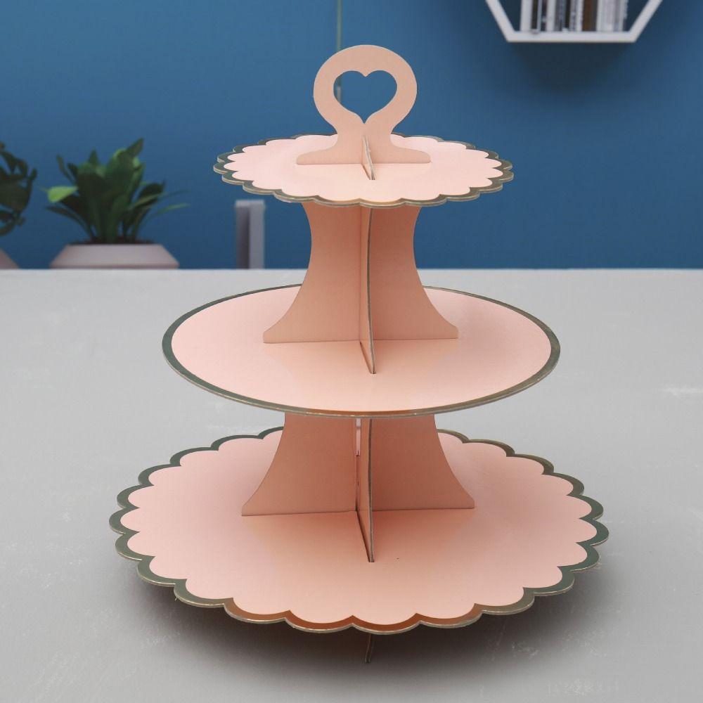 Safety Paper Cake Tray Disposable Dessert Display Rack Multi-color Gilded Cake Stand Wedding Decor