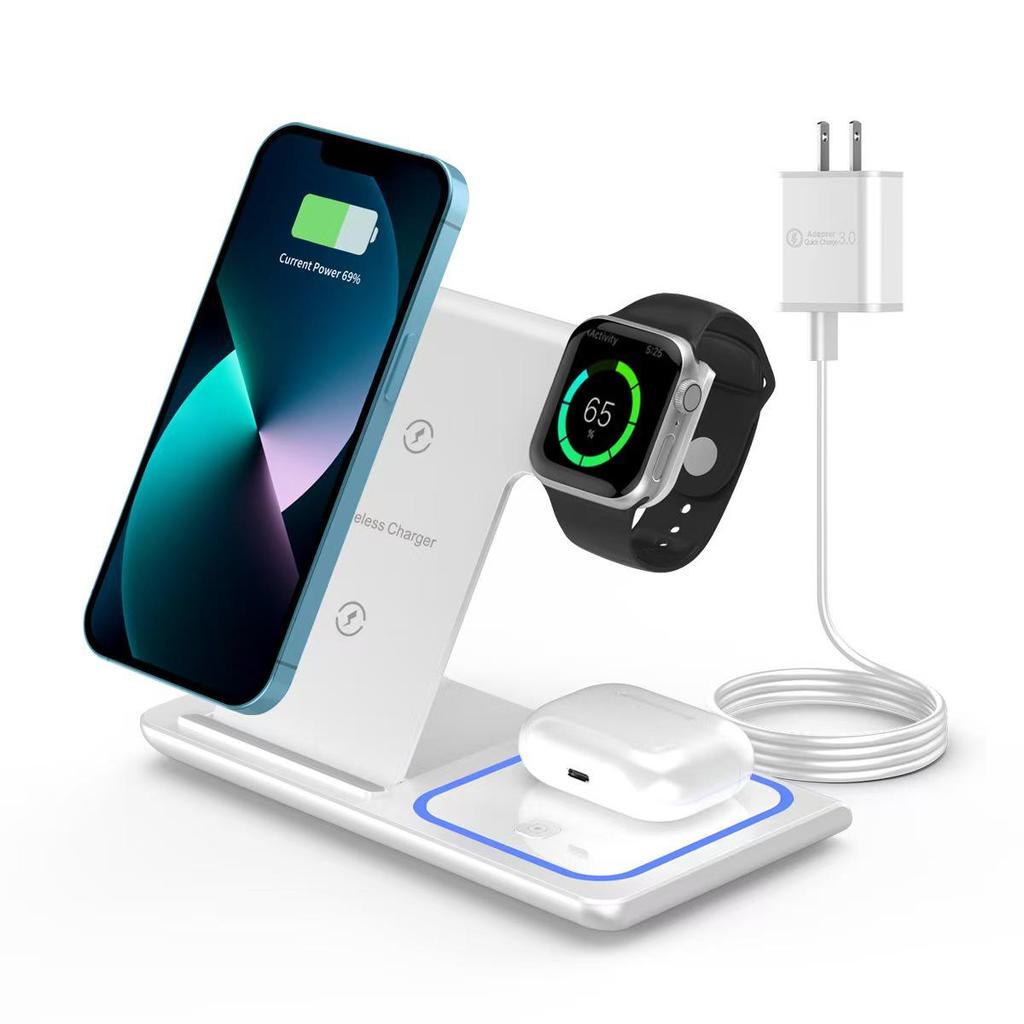 3-in-1 15W Wireless Charger: Fast Charge for Apple Phones, Watches, & Earbuds