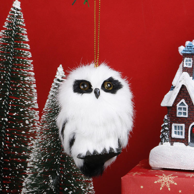 Owl Pendant Christmas Owl Ornament Toy Static State Owl Model Furry Cute Bird Party Christmas Ornament For Holiday Christmas Tree Decor
