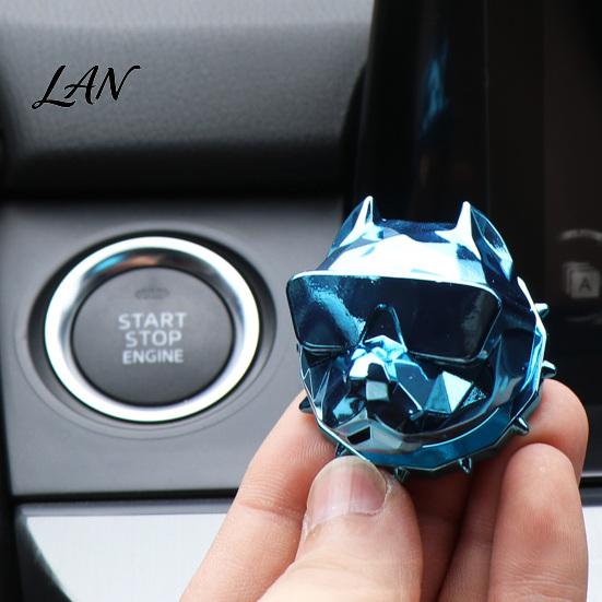 Fashionable Car Decoration Bulldog Start Stop Button Cover, Ignition Switch Protective Ring Chrome Plated Shield for Push Start, Steering Wheel Decor,