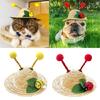 Fashion Pet Woven Straw Hat Cats Beach Parties Straw Hat Dogs Costume Hat for Small Dog Puppy Cats Accessories