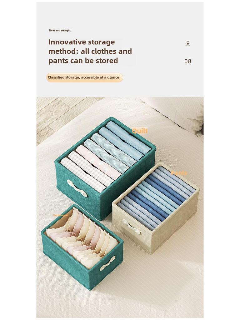 Складной органайзер для гардероба из хлопка и льна с ручкой для брюк и нижнего белья