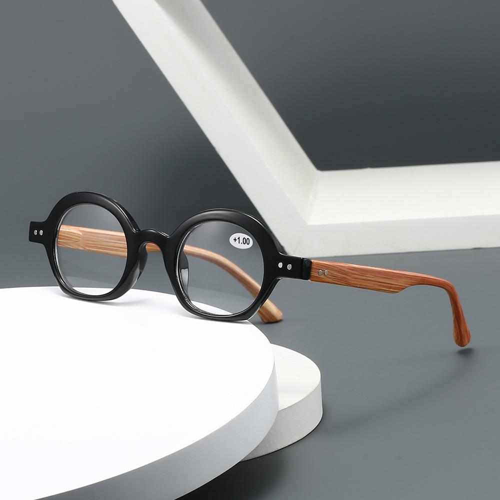 New Wood-Grain Pattern Pinpoint Presbyopia Glasses Small-Frame Oval Reading Glasses For Men And Women With Blue Light Protection
