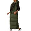 Down Vest Long Zipper Hooded Pockets Sleeveless Coldproof Solid Color Coat Jacket