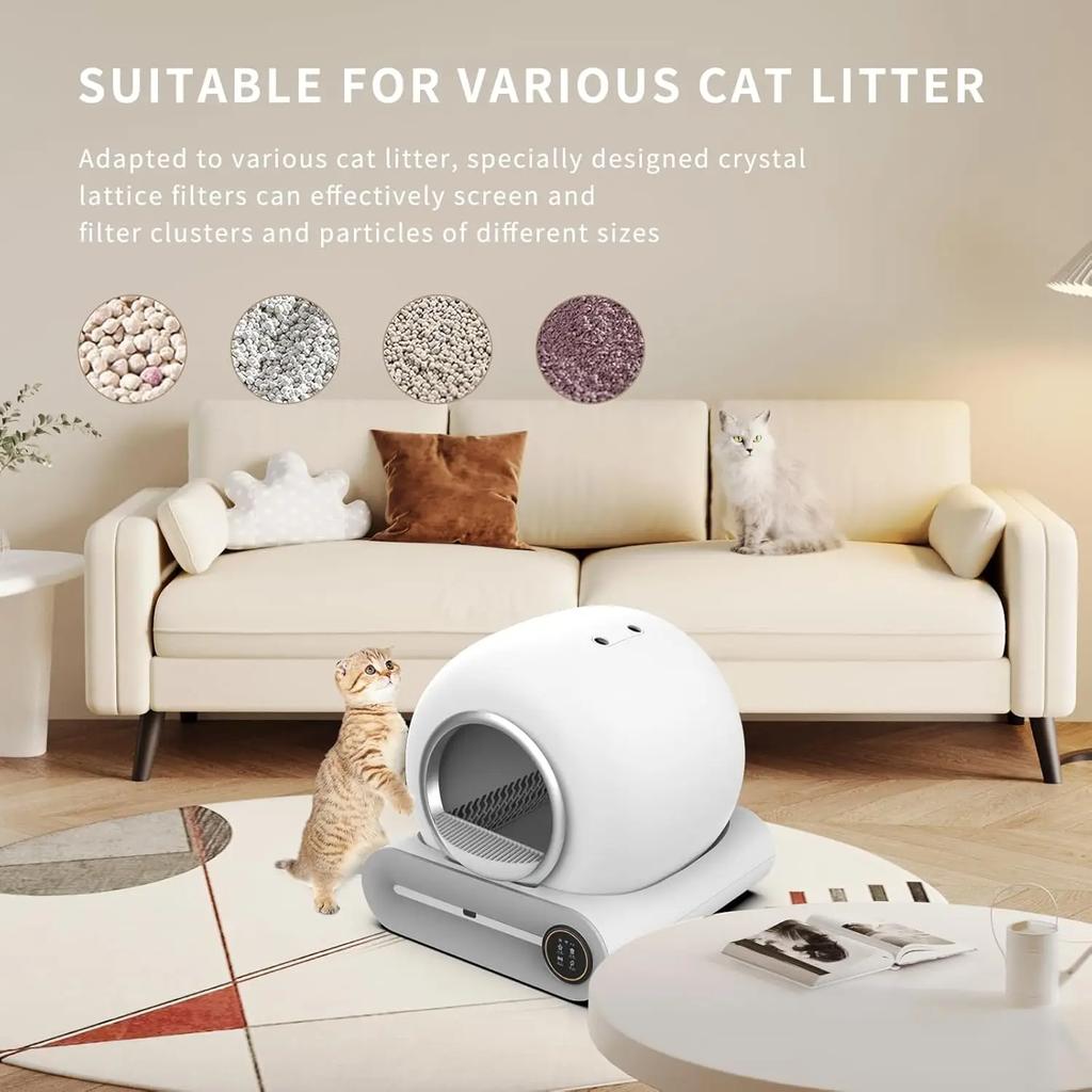 65L Fully Automatic Smart Cat Toilet APP Controlled Silent Splash-proof Easy-to-clean Odor Removal Cat Litter Box Pet Supplies