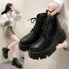 White New Women Ankle Boots Autumn Winter Platform Zipper Women Punk Boots Thick Sole Lace Up Combat Booties Female Mujer