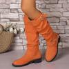 Fashion Women's Boots 2025 New Female Shoes Slip-on Fashion Belt Buckle Modern Boots Women Winter Plus Size Square Heel Knee-High Boots