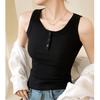 Pure Cotton Vest for Women with Striped Buttons and Suspenders To Cover Breasts and Prevent Exposure When Worn Outside