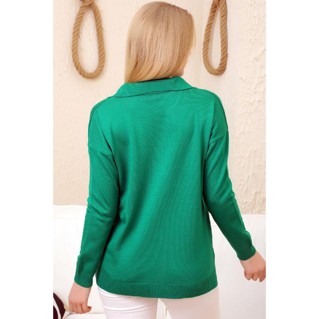 Обычный однотонный сезонный трикотаж с V-образным вырезом поло и длинными рукавами с разрезом