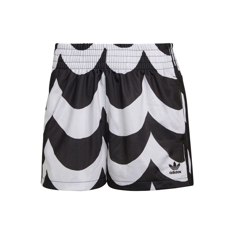 adidas Оригинал Marimekko Удобные Спортивные Вышитые Дышащие Повседневные Шорты Женские Шорты Черный Белый H20477
