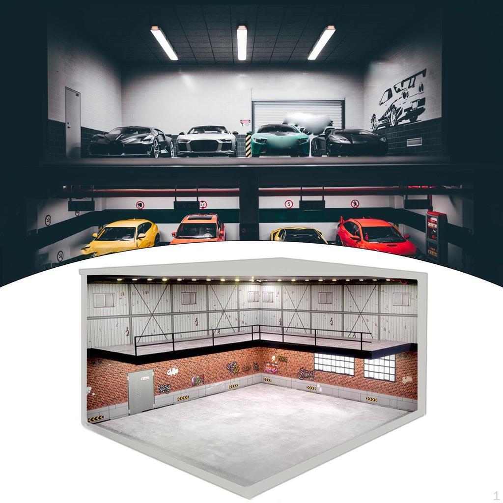 1/64 Модель парковки Коллекционные предметы Встроенные светодиодные фонари Литой автомобиль Дисплей Сцена Транспортного Средства