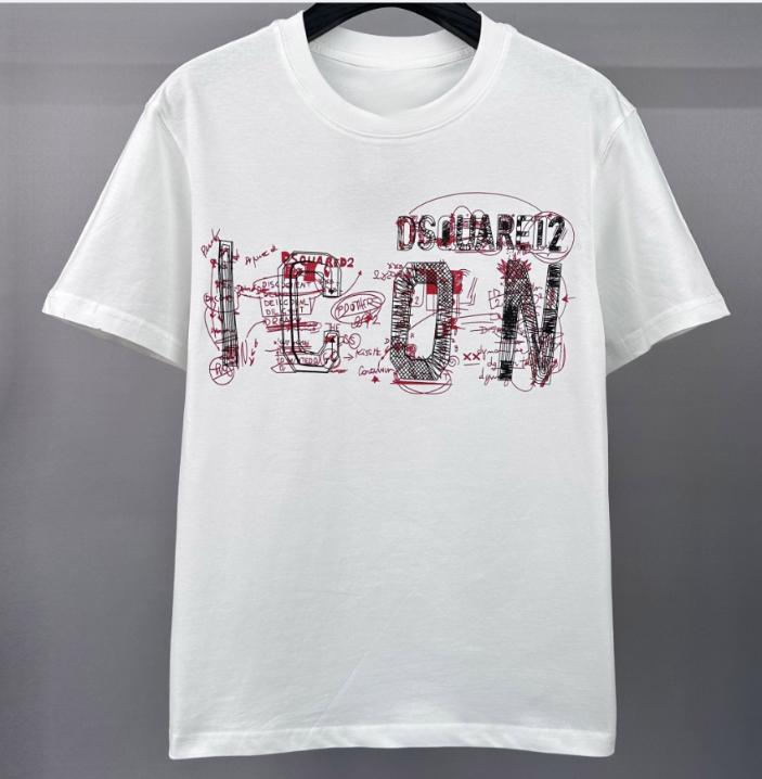 Трендовая мужская футболка DSQ Quadratic Summer Micro Loose D2 европейско-американская личность трендовый осенний топ студенческая базовая футболка