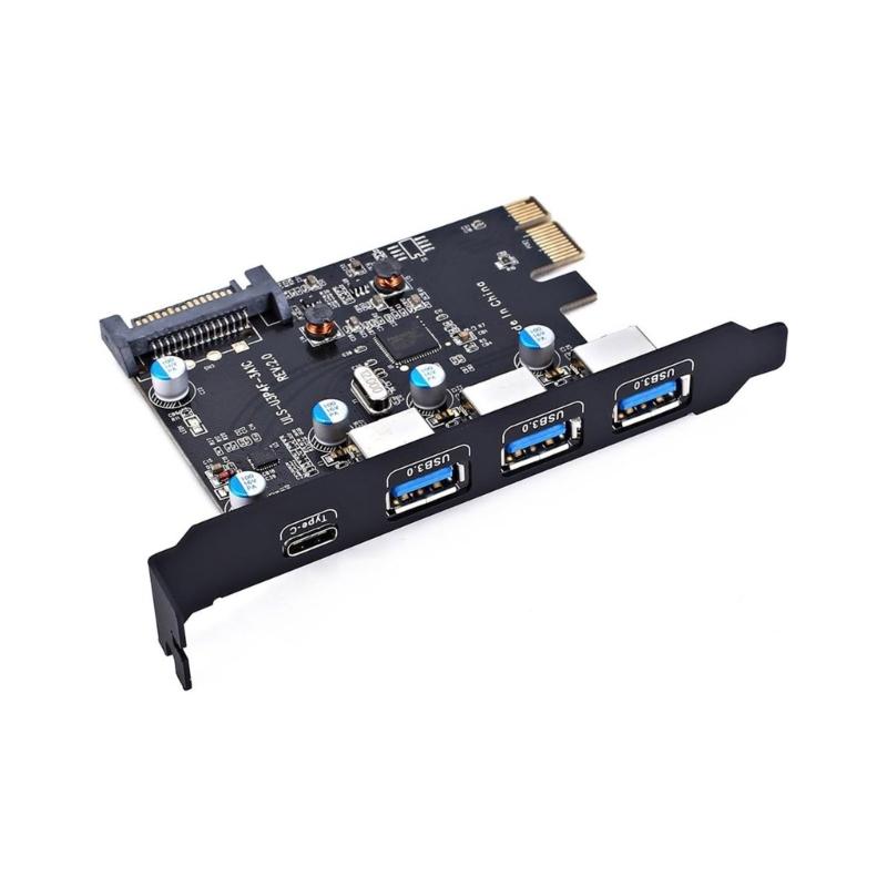4-портовая PCI-E на 1x Type-C 3x Type-A USB3.0 4-портовая PCI-Express гостевая карта с внутренним 19-контактным разъемом