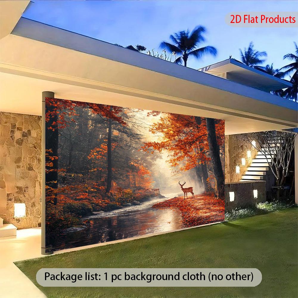 2D flat design, 1 piece - Autumn Forest Deer and River, suitable for weddings, parties and decoration