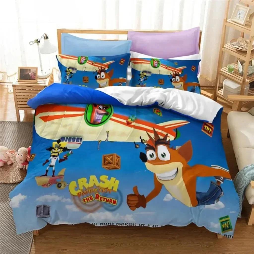 Game Crash Bandicoot Bedding Set Boys Girls Twin Queen Size Duvet Cover Pillowcase Bed Kids Adult Fashion Home Textileextile