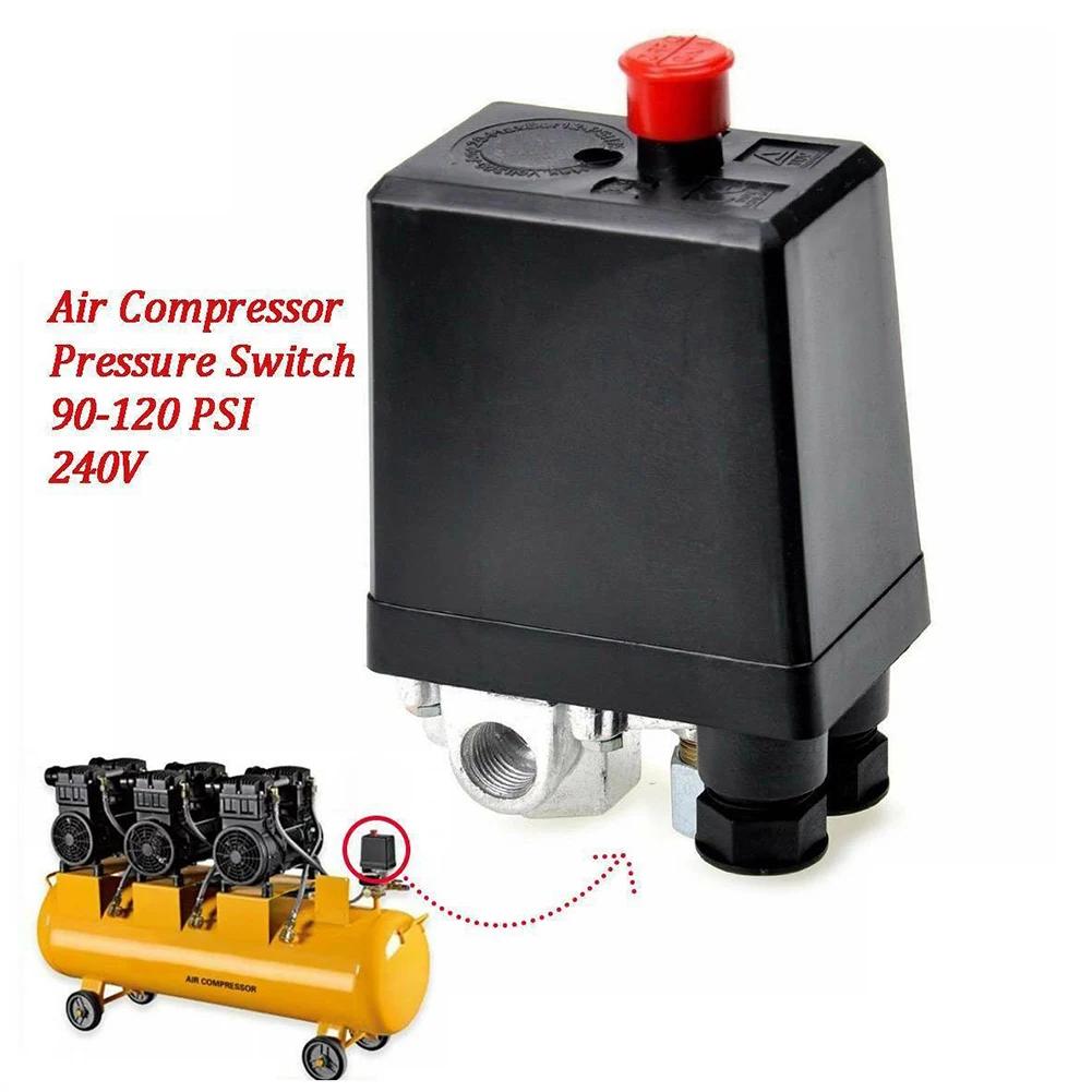 Air Compressor Pressure Switch 90-120psi Automatic Air Pressure Switch 4Port Manifold Electric Air Compressors Tool Accessory