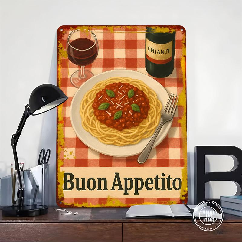 Buon Appetito Italian Meal Still Life Poster Customized Wall Art Vintage Metal Signs Retro Tin Plaque for Man Cave Home Decor