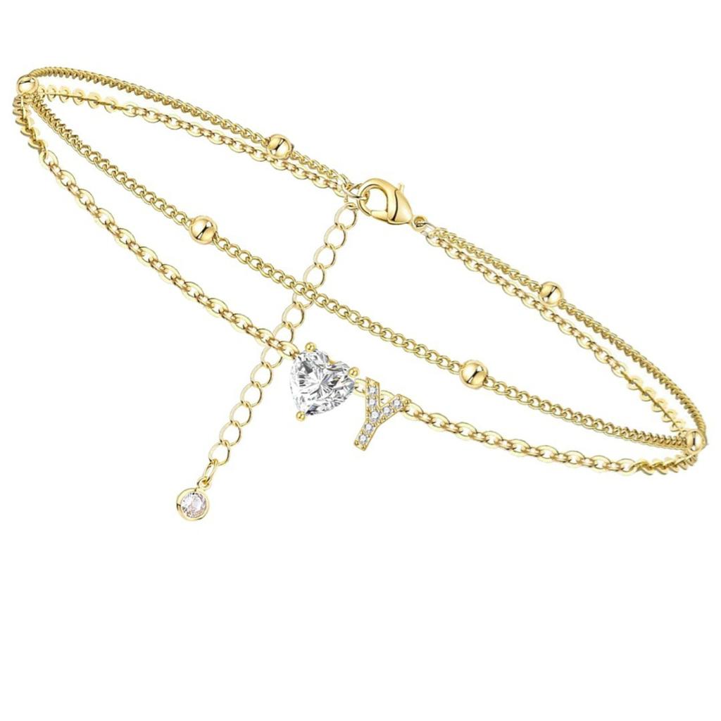 Инициал Сердце Ножной браслет Сердце Буква Ножной браслет Персонализированная монограмма Ножной браслет1 шт