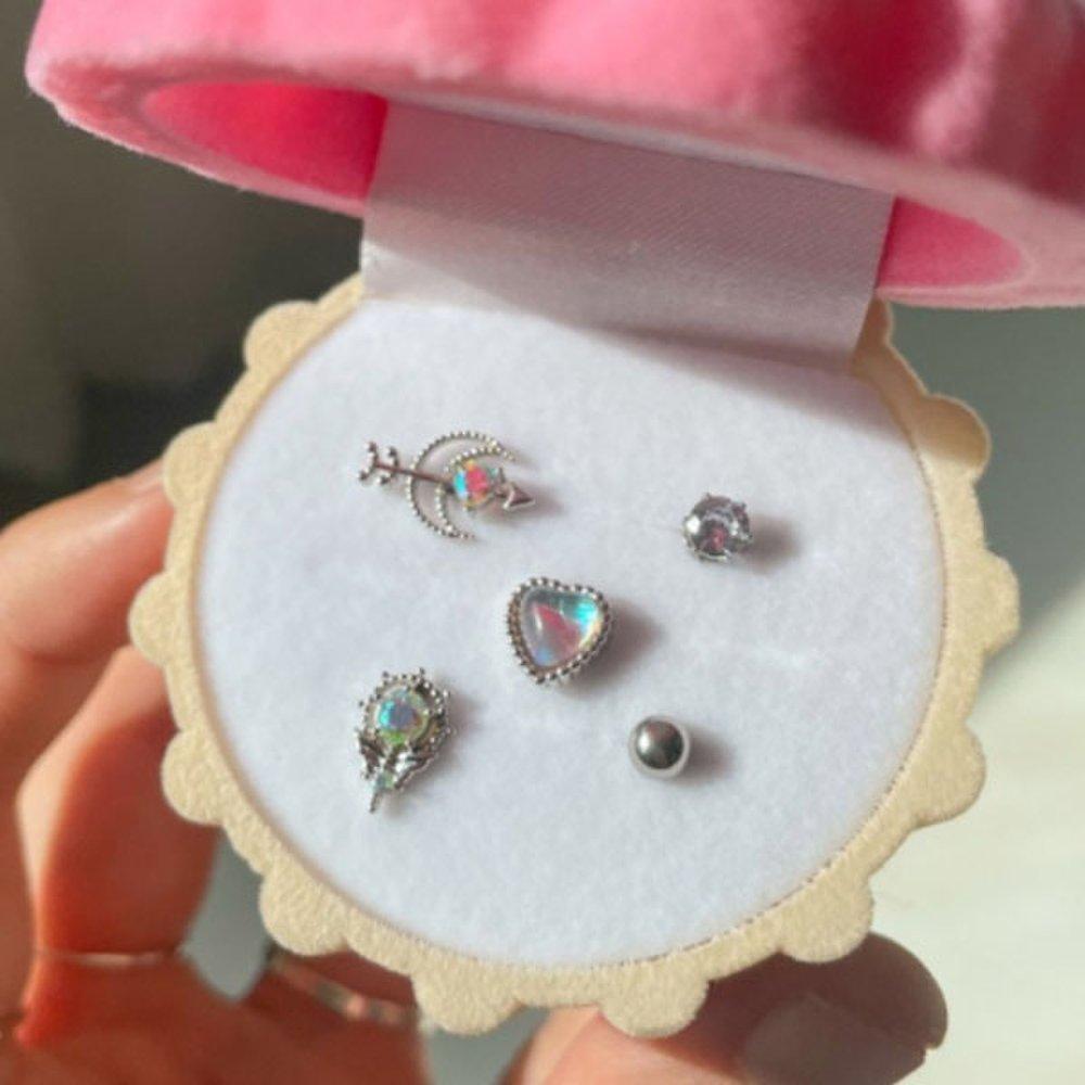 Piercing Earrings Ggd Daily Basic Young Long Aurora Set of 5