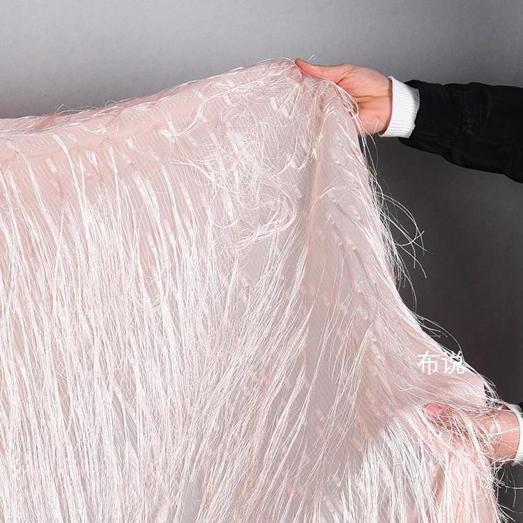 100x150cm Long Tassel Perspective Chiffon Fabric Skirt Dress Designer Wholesale Cloth Diy Apparel Sewing Fabric Material