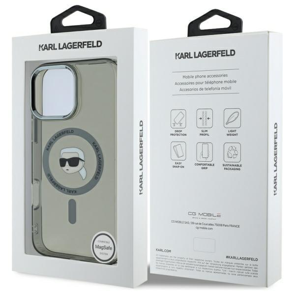 Karl Lagerfeld Klhmp16Xhlskik Iphone16 Pro Max 6.9 Czarny/Black Hardcase Iml Metal Karl Head Magsafe