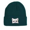 Cute White Cat Winter Knit Hat Beanie, Animal Man Cap Soft Winter Unisex Pompom Beanies Knitted Cap Beanie